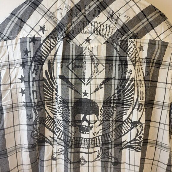HELIX RIde Hard Black White Plaid Long Sleeve XLarge Shirt Pearl Snaps - Picture 4 of 11